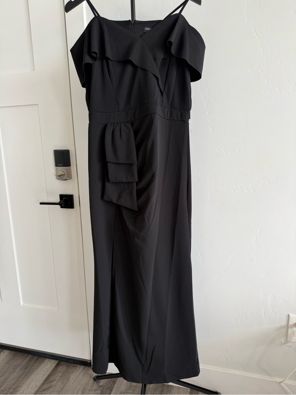 Elegant Black Ruffle-Accent Maxi Dress